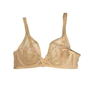DIOR Vintage US 30B / EU 65B Nude Sheer Lace Underwire Bra – 1990s